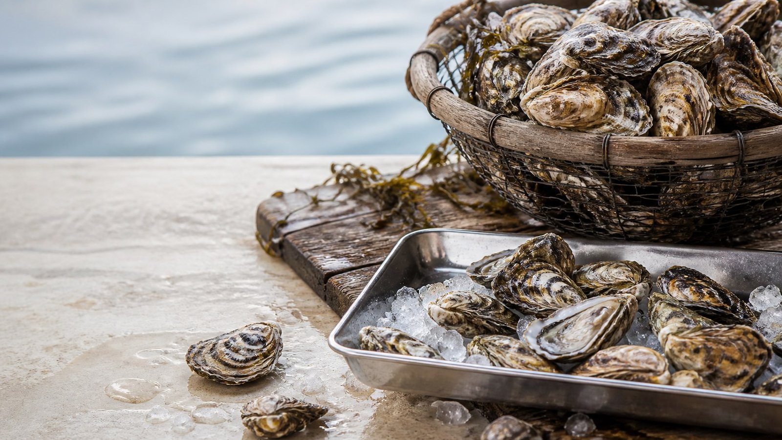 Harvested Sydney Rock Oysters ready for grading